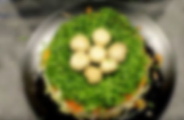 Салат грибная поляна с ветчиной с шампиньонами рецепт с фото